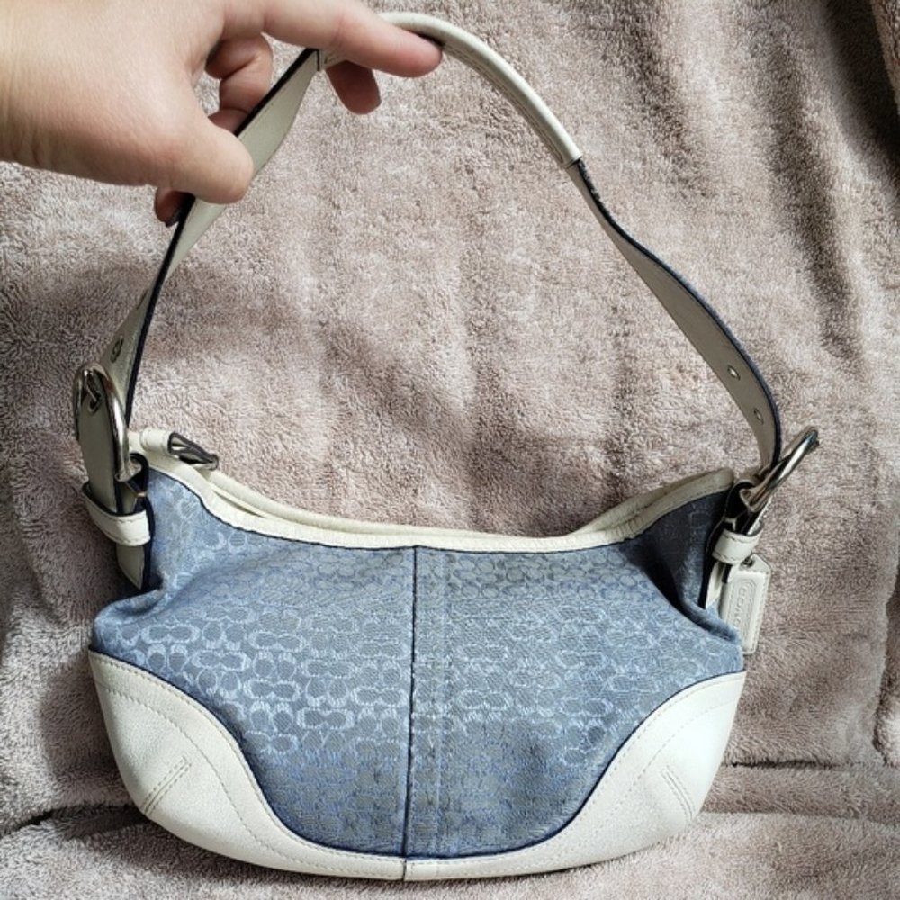 Coach Signature Small Hobo - Blue/White